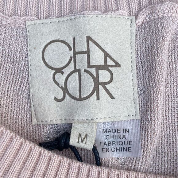 Chaser Light Pink w/Silver Stars Short Sleeve Sweater/Top. Medium Soft! New NWT - Picture 3 of 4